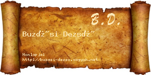 Buzási Dezső névjegykártya